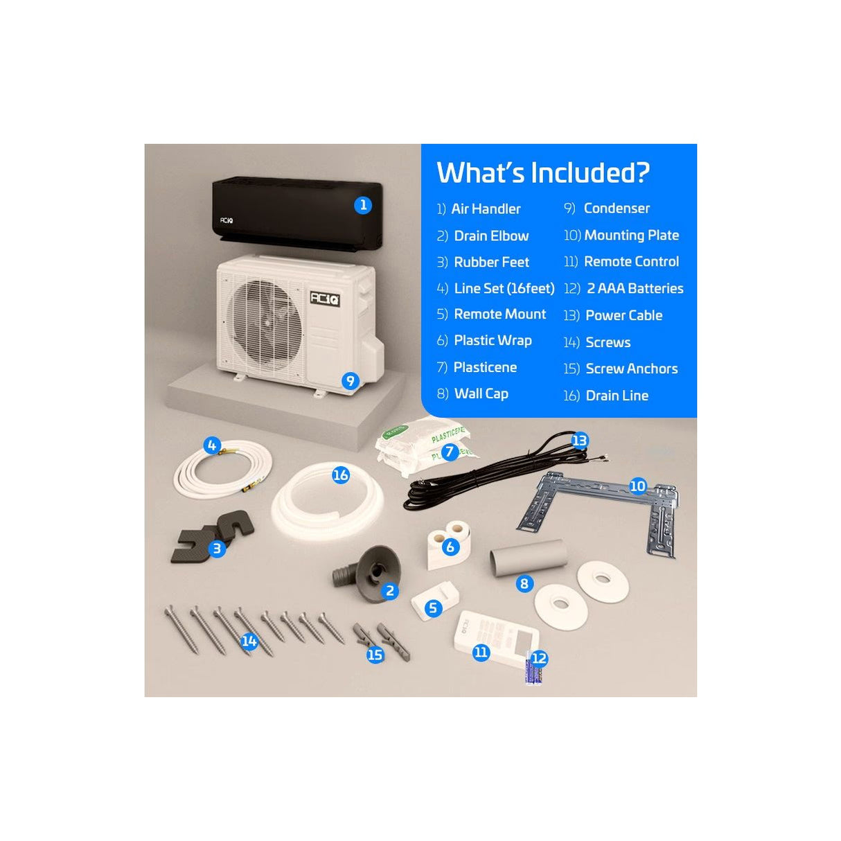 18,000 BTU 21 SEER2 ACiQ Essentials Single Zone Wall Mounted Mini Split System - Black w/ WiFi - 230V| R454B