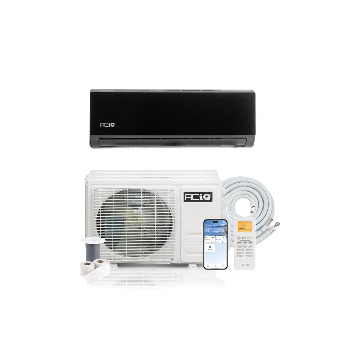 18,000 BTU 21 SEER2 ACiQ Essentials Single Zone Wall Mounted Mini Split System - Black w/ WiFi - 230V| R454B