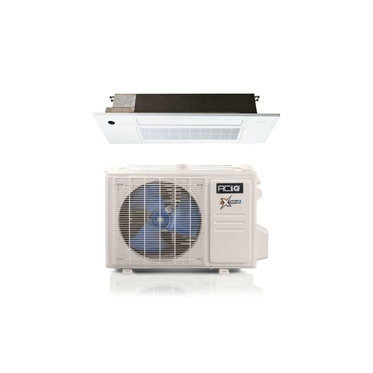 9,000 BTU 23 SEER ACiQ Single Zone Slim Ceiling Cassette Mini Split System | Extreme Series