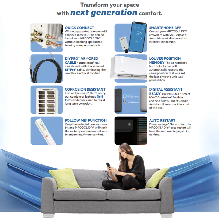 Mr Cool DIY 9K BTU 5th gen Single-Zone Mini-split